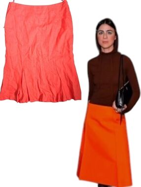 Maxmara Max &Co 💯 Linen Coral  Knee Length Skirt M US6